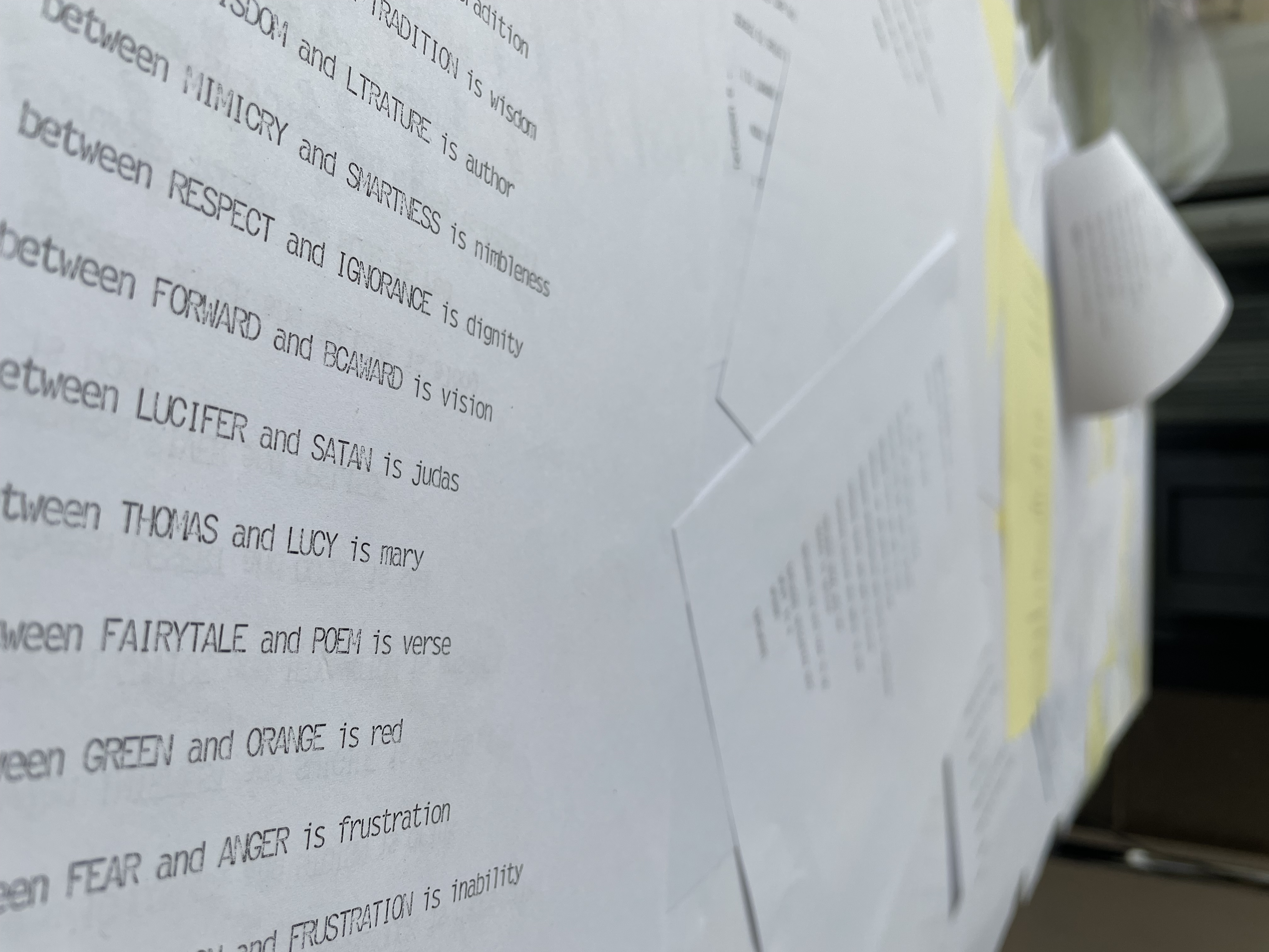 Lines typed on the sheet, between this and that is it, between art and AI is modern