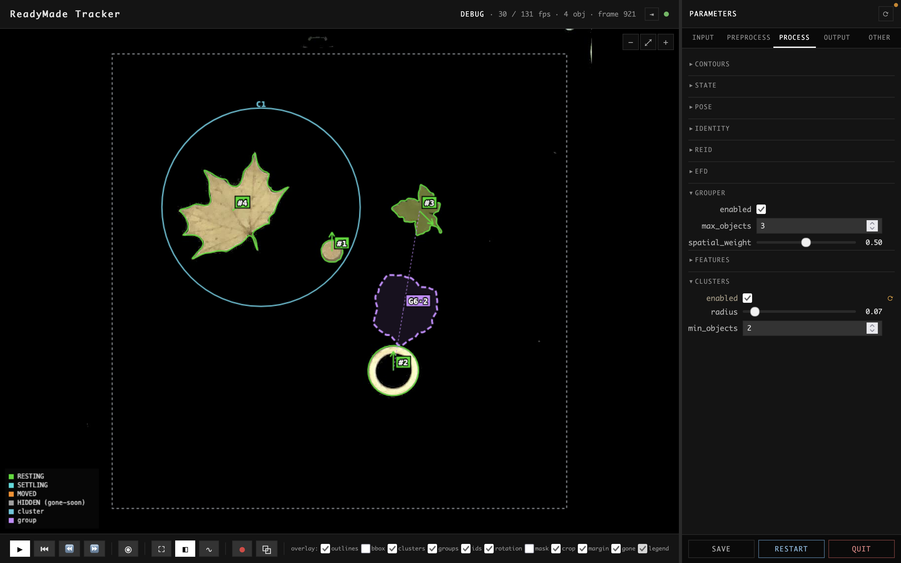 The ReadyMade Tracker following objects on the sensing surface